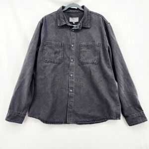 Slate & Stone Mens L 2-Pocket Denim Shirt Charcoal Gray Button Down S3STL24933
